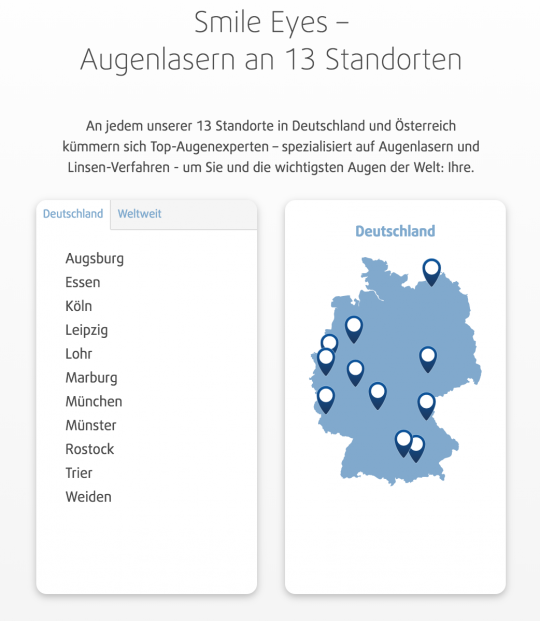 Standorte Smile Eyes Kliniken 2017